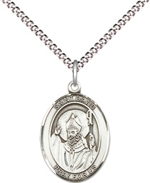 [8027SS/18S] Sterling Silver Saint David of Wales Pendant on a 18 inch Light Rhodium Light Curb chain