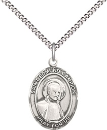 [8333SS/18S] Sterling Silver Saint Edmund Campion Pendant on a 18 inch Light Rhodium Light Curb chain