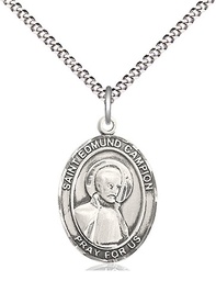 [8333SS/18S] Sterling Silver Saint Edmund Campion Pendant on a 18 inch Light Rhodium Light Curb chain