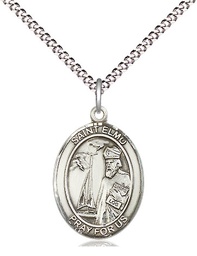 [8031SS/18S] Sterling Silver Saint Elmo Pendant on a 18 inch Light Rhodium Light Curb chain