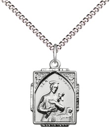 [0804GSS/18S] Sterling Silver Saint Gerard Pendant on a 18 inch Light Rhodium Light Curb chain
