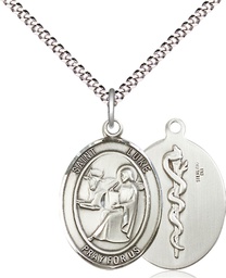 [8068SS8/18S] Sterling Silver Saint Luke the Apostle Doctor Pendant on a 18 inch Light Rhodium Light Curb chain