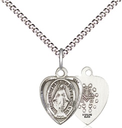 [0706MSS/18S] Sterling Silver Miraculous Pendant on a 18 inch Light Rhodium Light Curb chain