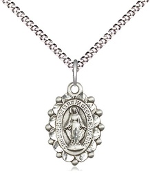 [6040SS/18S] Sterling Silver Miraculous Pendant on a 18 inch Light Rhodium Light Curb chain
