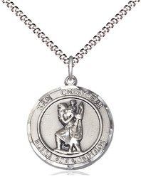 [8022RDSPSS/18S] Sterling Silver San Cristobal Pendant on a 18 inch Light Rhodium Light Curb chain