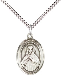 [8312SS/18S] Sterling Silver Saint Olivia Pendant on a 18 inch Light Rhodium Light Curb chain