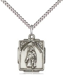 [0804PSS/18S] Sterling Silver Saint Peregrine Pendant on a 18 inch Light Rhodium Light Curb chain