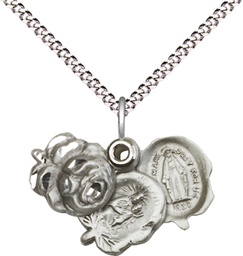 [0202SS/18S] Sterling Silver Rosebud Pendant on a 18 inch Light Rhodium Light Curb chain