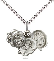 [0202SS/18S] Sterling Silver Rosebud Pendant on a 18 inch Light Rhodium Light Curb chain