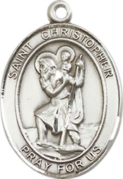 [8022SSY] Sterling Silver Saint Christopher Medal - With Box