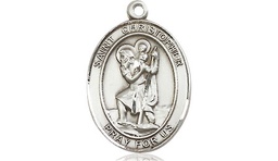 [8022SSY] Sterling Silver Saint Christopher Medal - With Box