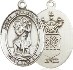 [8022SS1] Sterling Silver Saint Christopher Air Force Medal