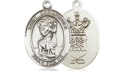 [8022SS1] Sterling Silver Saint Christopher Air Force Medal