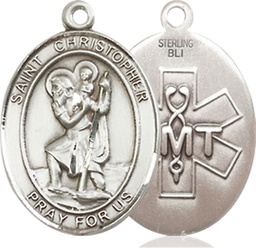 [8022SS10] Sterling Silver Saint Christopher EMT Medal