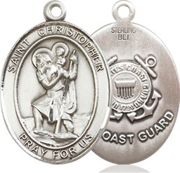 [8022SS3] Sterling Silver Saint Christopher Coast Guard Medal