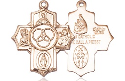 [2091KT] 14kt Gold New Family 5-Way Medal