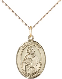 [8083GF/18GF] 14kt Gold Filled Saint Philip the Apostle Pendant on a 18 inch Gold Filled Light Curb chain