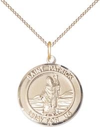 [8084RDGF/18GF] 14kt Gold Filled Saint Patrick Pendant on a 18 inch Gold Filled Light Curb chain
