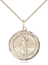 [8084RDGF/18GF] 14kt Gold Filled Saint Patrick Pendant on a 18 inch Gold Filled Light Curb chain