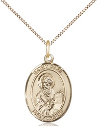 [8086GF/18GF] 14kt Gold Filled Saint Paul the Apostle Pendant on a 18 inch Gold Filled Light Curb chain