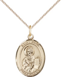 [8086GF/18GF] 14kt Gold Filled Saint Paul the Apostle Pendant on a 18 inch Gold Filled Light Curb chain