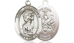 [8022SS5] Sterling Silver Saint Christopher National Guard Medal