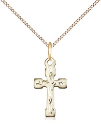 [2519GF/18GF] 14kt Gold Filled Cross Pendant on a 18 inch Gold Filled Light Curb chain