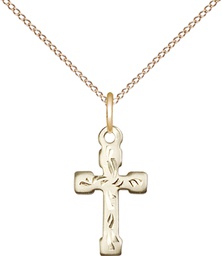 [2519GF/18GF] 14kt Gold Filled Cross Pendant on a 18 inch Gold Filled Light Curb chain