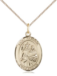 [8092GF/18GF] 14kt Gold Filled Saint Raphael the Archangel Pendant on a 18 inch Gold Filled Light Curb chain