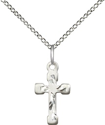 [2519SS/18SS] Sterling Silver Cross Pendant on a 18 inch Sterling Silver Light Curb chain