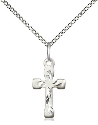 [2519SS/18SS] Sterling Silver Cross Pendant on a 18 inch Sterling Silver Light Curb chain