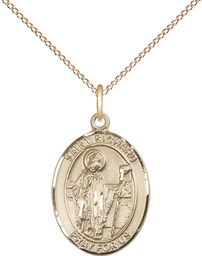 [8093GF/18GF] 14kt Gold Filled Saint Richard Pendant on a 18 inch Gold Filled Light Curb chain