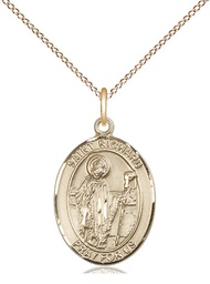 [8093GF/18GF] 14kt Gold Filled Saint Richard Pendant on a 18 inch Gold Filled Light Curb chain