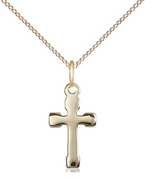 [2520GF/18GF] 14kt Gold Filled Cross Pendant on a 18 inch Gold Filled Light Curb chain