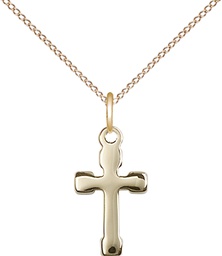 [2520GF/18GF] 14kt Gold Filled Cross Pendant on a 18 inch Gold Filled Light Curb chain