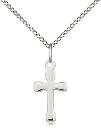 [2520SS/18SS] Sterling Silver Cross Pendant on a 18 inch Sterling Silver Light Curb chain