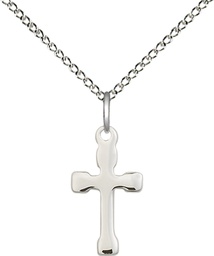 [2520SS/18SS] Sterling Silver Cross Pendant on a 18 inch Sterling Silver Light Curb chain
