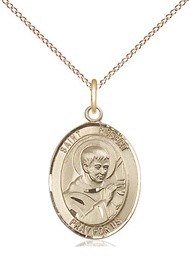 [8096GF/18GF] 14kt Gold Filled Saint Robert Bellarmine Pendant on a 18 inch Gold Filled Light Curb chain