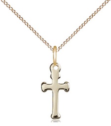 [2522GF/18GF] 14kt Gold Filled Cross Pendant on a 18 inch Gold Filled Light Curb chain