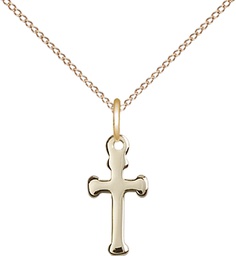 [2522GF/18GF] 14kt Gold Filled Cross Pendant on a 18 inch Gold Filled Light Curb chain