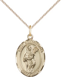 [8099GF/18GF] 14kt Gold Filled Saint Scholastica Pendant on a 18 inch Gold Filled Light Curb chain