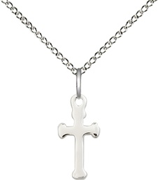 [2522SS/18SS] Sterling Silver Cross Pendant on a 18 inch Sterling Silver Light Curb chain