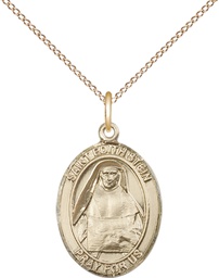 [8103GF/18GF] 14kt Gold Filled Saint Edith Stein Pendant on a 18 inch Gold Filled Light Curb chain