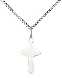 [2524SS/18SS] Sterling Silver Cross Pendant on a 18 inch Sterling Silver Light Curb chain