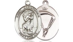 [8022SS7] Sterling Silver Saint Christopher Paratrooper Medal