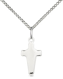 [2526SS/18SS] Sterling Silver Cross Pendant on a 18 inch Sterling Silver Light Curb chain