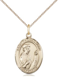 [8109GF/18GF] 14kt Gold Filled Saint Thomas More Pendant on a 18 inch Gold Filled Light Curb chain