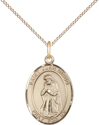 [8111GF/18GF] 14kt Gold Filled Saint Juan Diego Pendant on a 18 inch Gold Filled Light Curb chain