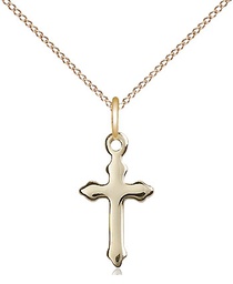 [2528GF/18GF] 14kt Gold Filled Cross Pendant on a 18 inch Gold Filled Light Curb chain