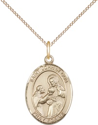 [8112GF/18GF] 14kt Gold Filled Saint John of God Pendant on a 18 inch Gold Filled Light Curb chain